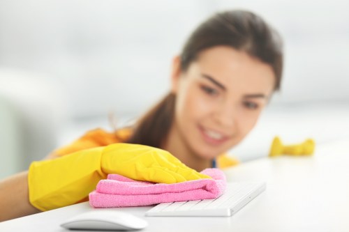 Local deep cleaning team working in an N5 property with detailed room cleaning