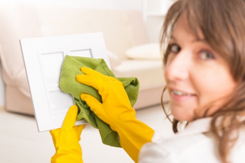 Careful exterior window cleaning in an N5 street